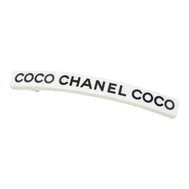 シャネル バレッタ 02P ホワイト ゴールド金具 プラスチック メッキ レディース CHANEL 中古