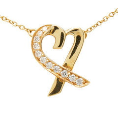 ティファニー ラビングハート ネックレス K18YG イエローゴールド 750 ダイヤモンド レディース TIFFANY&Co. 中古