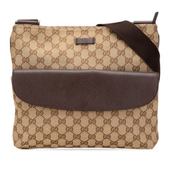 グッチ GGキャンバス 斜め掛け ショルダーバッグ 256100 ベージュ ブラウン キャンバス レザー レディース GUCCI 【中古】