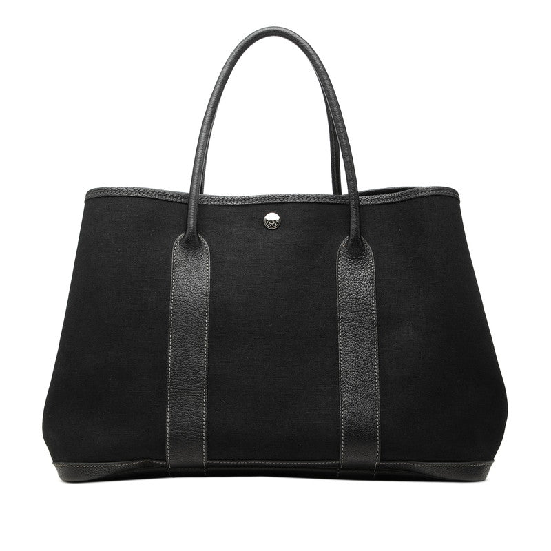 エルメス ガーデンパーティPM トートバッグ □G刻印 ブラック トワルオフィシエ レザー レディース HERMES 中古