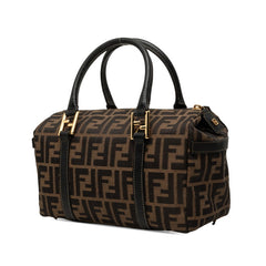 フェンディ ズッカ ハンドバッグ ショルダーバッグ 2WAY 261470 ブラウン ブラック キャンバス レザー レディース FENDI 中古