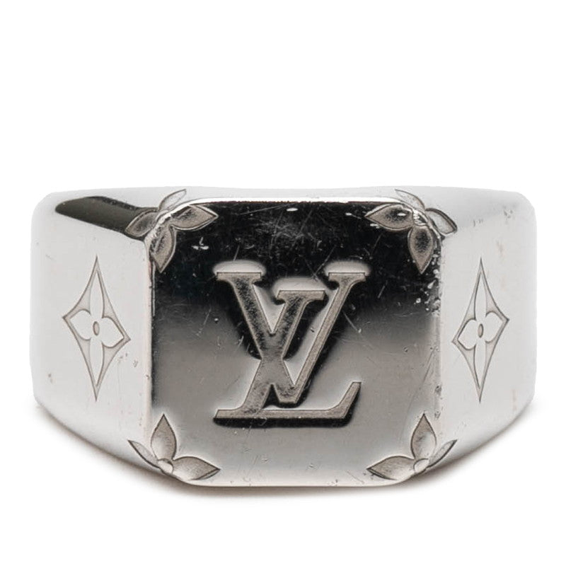 ルイ ヴィトン モノグラム シグネット リング 指輪 #L M00625 シルバー メタル メンズ LOUIS VUITTON 【中古】