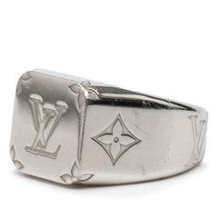 ルイ ヴィトン モノグラム シグネット リング 指輪 #L M00625 シルバー メタル メンズ LOUIS VUITTON 【中古】