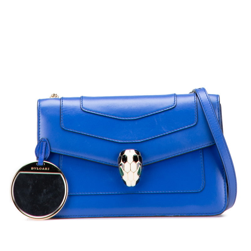 ブルガリ セルペンティ チェーン ショルダーバッグ ブルー レザー レディース BVLGARI 【中古】