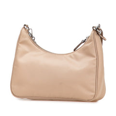 プラダ 三角ロゴプレート チェーンショルダーバッグ 1BH204 ベージュ ナイロン レザー レディース PRADA 【中古】
