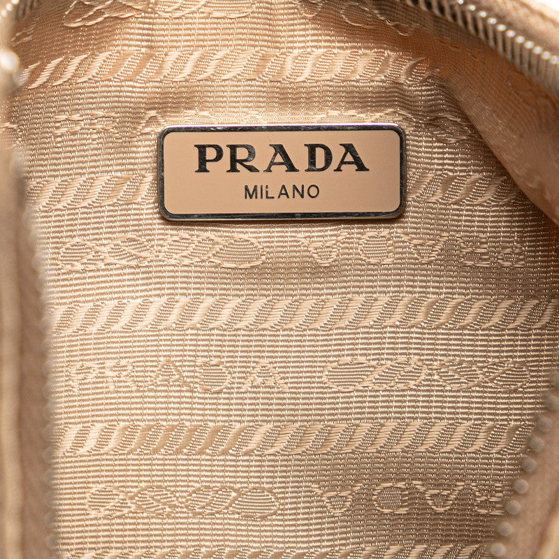 プラダ 三角ロゴプレート チェーンショルダーバッグ 1BH204 ベージュ ナイロン レザー レディース PRADA 【中古】