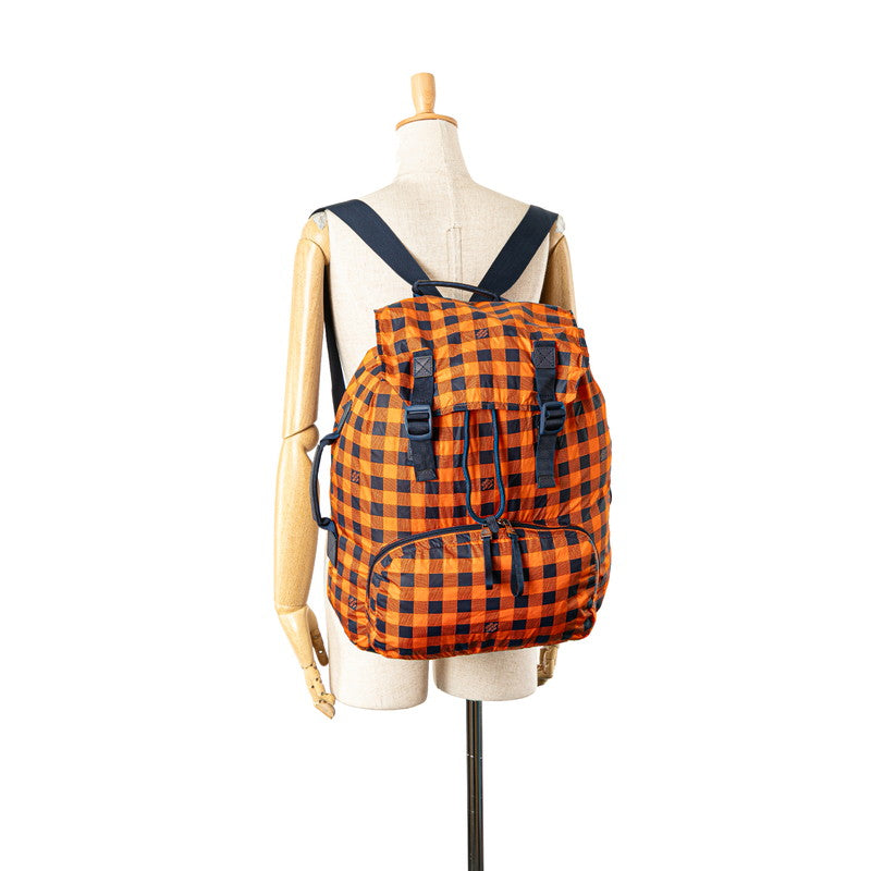 ルイ ヴィトン ダミエ アバンチュール リュック バックパック N41188 オレンジ ネイビー ナイロン レザー レディース LOUIS VUITTON 【中古】