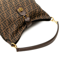 フェンディ ズッカ ワンショルダーバッグ 8BR682 ブラウン キャンバス レザー レディース FENDI 【中古】