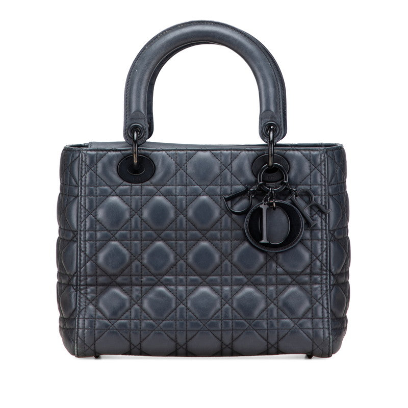 ディオール レディディオール カナージュ ミディアム ハンドバッグ グレー ウルトラマット カーフスキン レディース Dior 【中古】