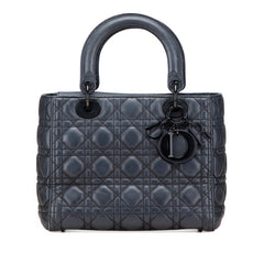 ディオール レディディオール カナージュ ミディアム ハンドバッグ グレー ウルトラマット カーフスキン レディース Dior 【中古】