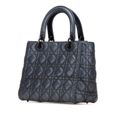 ディオール レディディオール カナージュ ミディアム ハンドバッグ グレー ウルトラマット カーフスキン レディース Dior 【中古】