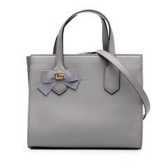 グッチ GGリボン ハンドバッグ ショルダーバッグ 2WAY 443089 グレー レザー レディース GUCCI 中古