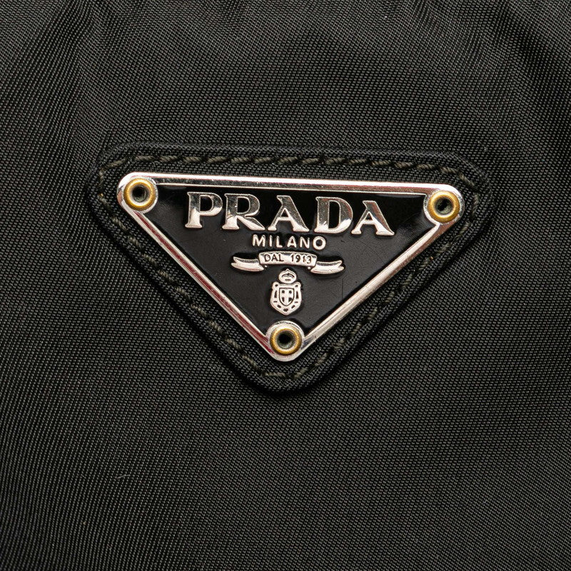 プラダ 三角ロゴプレート 斜め掛け ショルダーバッグ ブラック ナイロン レディース PRADA 【中古】