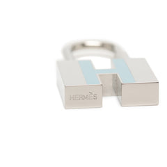 エルメス H モチーフ カデナ チャーム バッグチャーム シルバー ブルー メタル レディース HERMES 【中古】