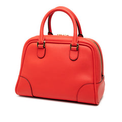 ロエベ アナグラムロゴ アマソナ75 スモール ハンドバッグ ショルダーバッグ 2WAY レッド レザー レディース LOEWE 【中古】