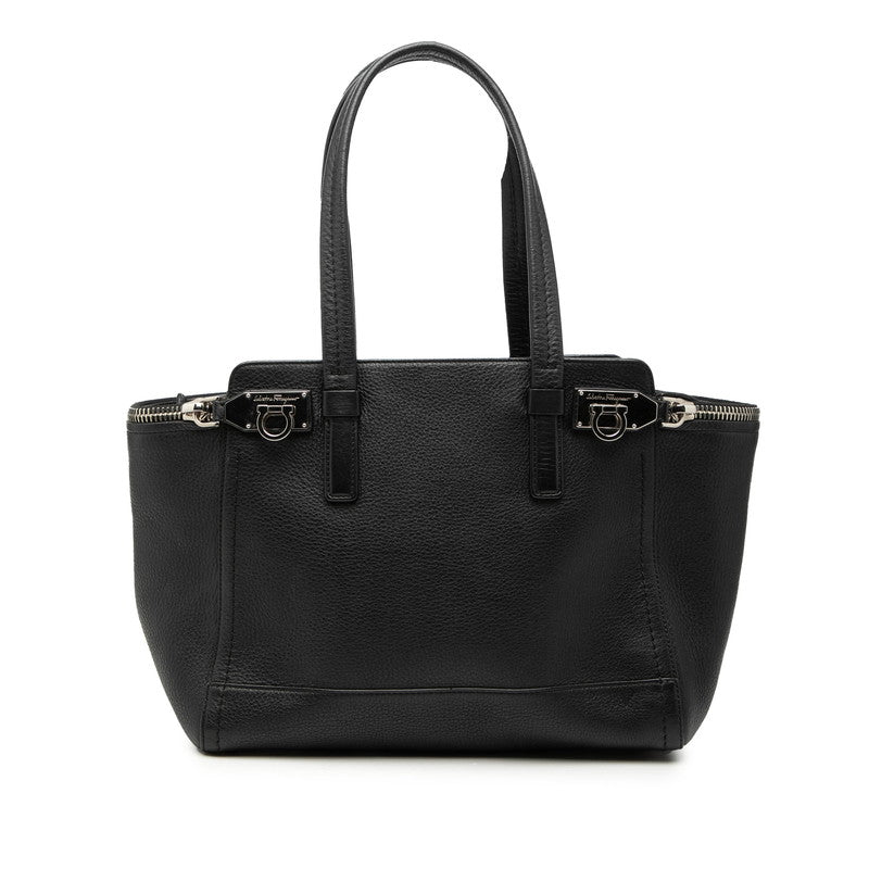 サルヴァトーレフェラガモ ガンチーニ ハンドバッグ ショルダーバッグ トートバッグ ブラック レザー レディース Salvatore Ferragamo 【中古】