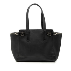 サルヴァトーレフェラガモ ガンチーニ ハンドバッグ ショルダーバッグ トートバッグ ブラック レザー レディース Salvatore Ferragamo 【中古】