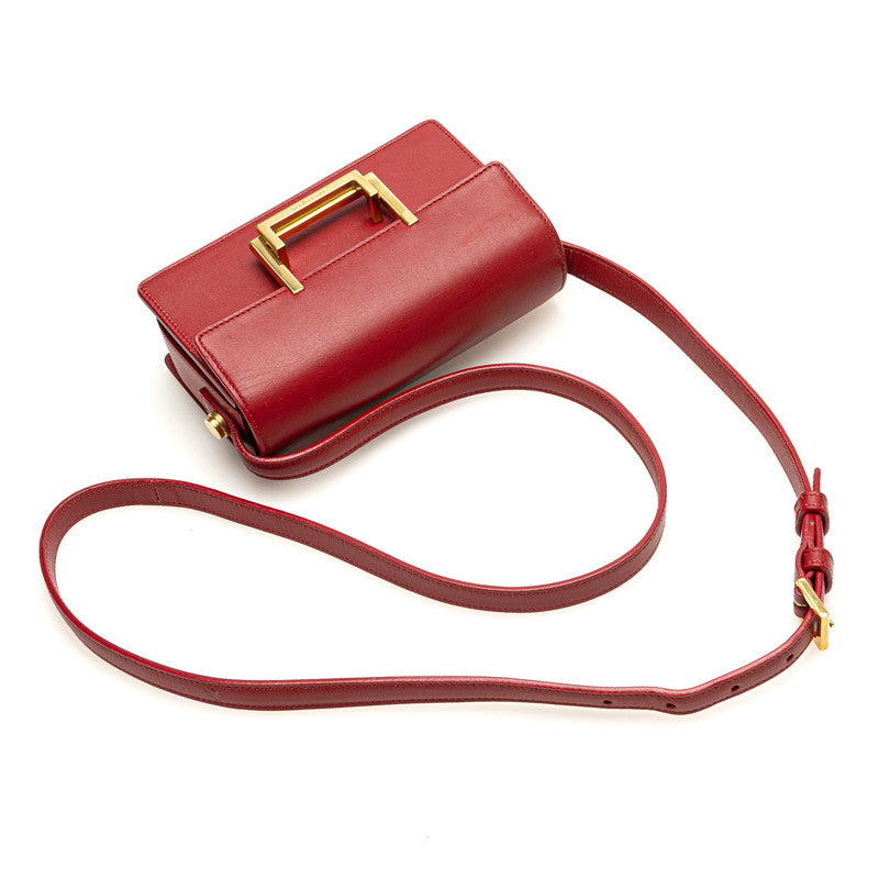 サンローラン クラシック ルル 斜め掛け ミニショルダーバッグ 318249 レッド レザー レディース SAINT LAURENT 【中古】