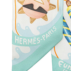 エルメス ツイリー FUNNY ICE CREAM ファニー アイスクリーム スカーフ ブルー マルチカラー シルク レディース HERMES 【中古】