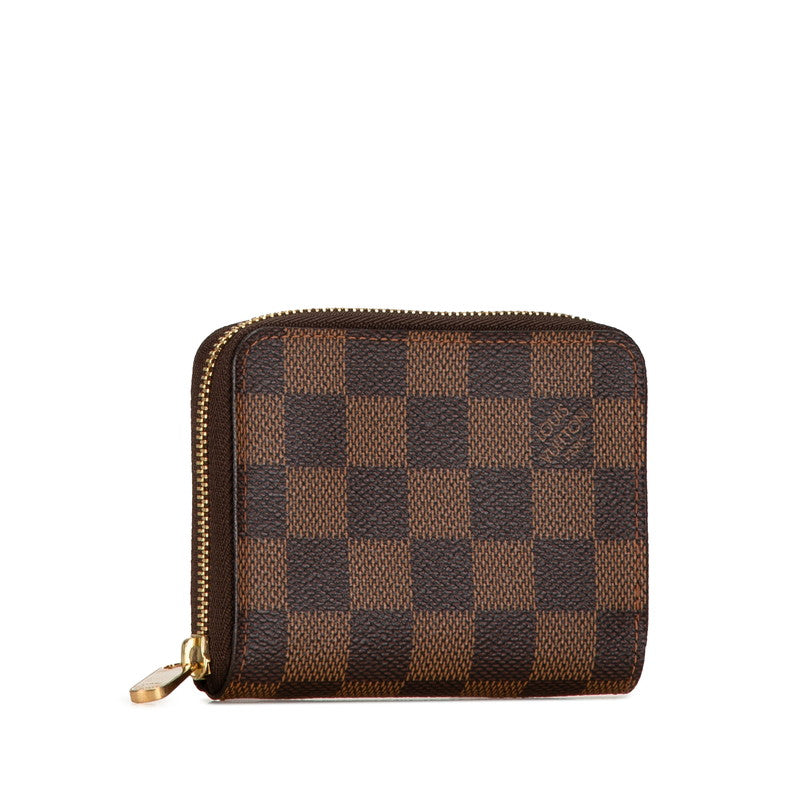 ルイ ヴィトン ダミエ ジッピーコインパース コインケース N63070 ブラウン PVC レザー レディース LOUIS VUITTON 【中古】