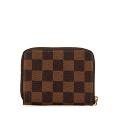 ルイ ヴィトン ダミエ ジッピーコインパース コインケース N63070 ブラウン PVC レザー レディース LOUIS VUITTON 【中古】
