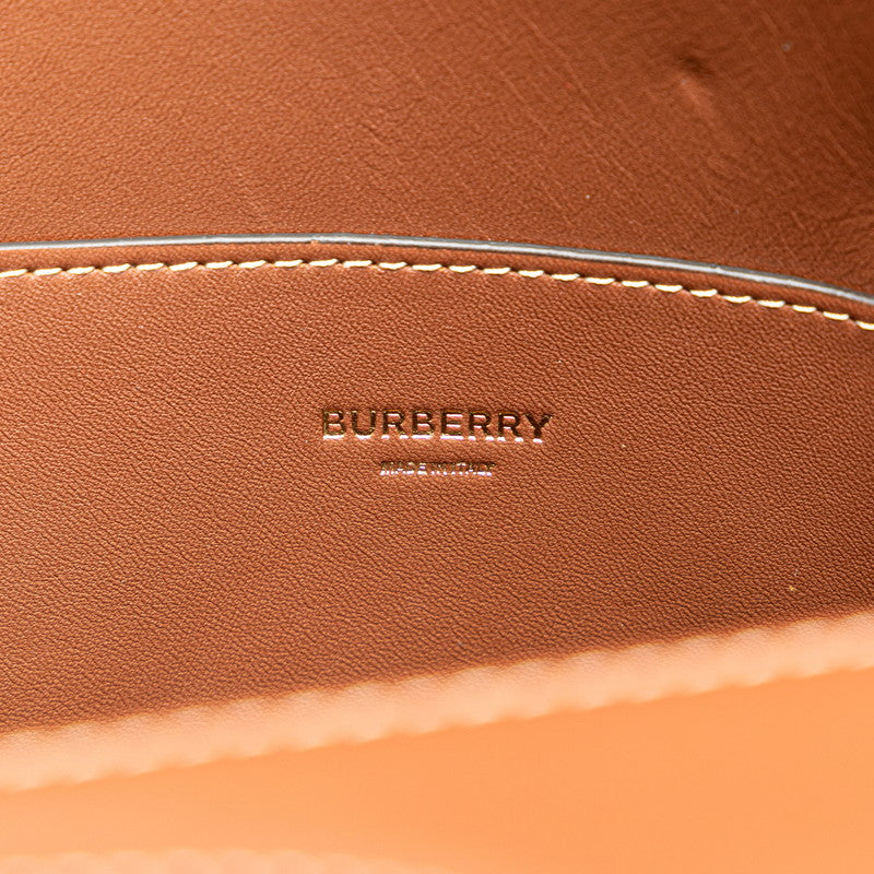 バーバリー トップステッチ クロコ型押し ハンドバッグ ショルダーバッグ 2WAY グレー ブラウン レザー レディース BURBERRY 【中古】