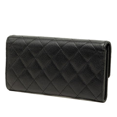 シャネル ココマーク マトラッセ 長財布 ブラック ゴールド キャビアスキン レディース CHANEL 中古