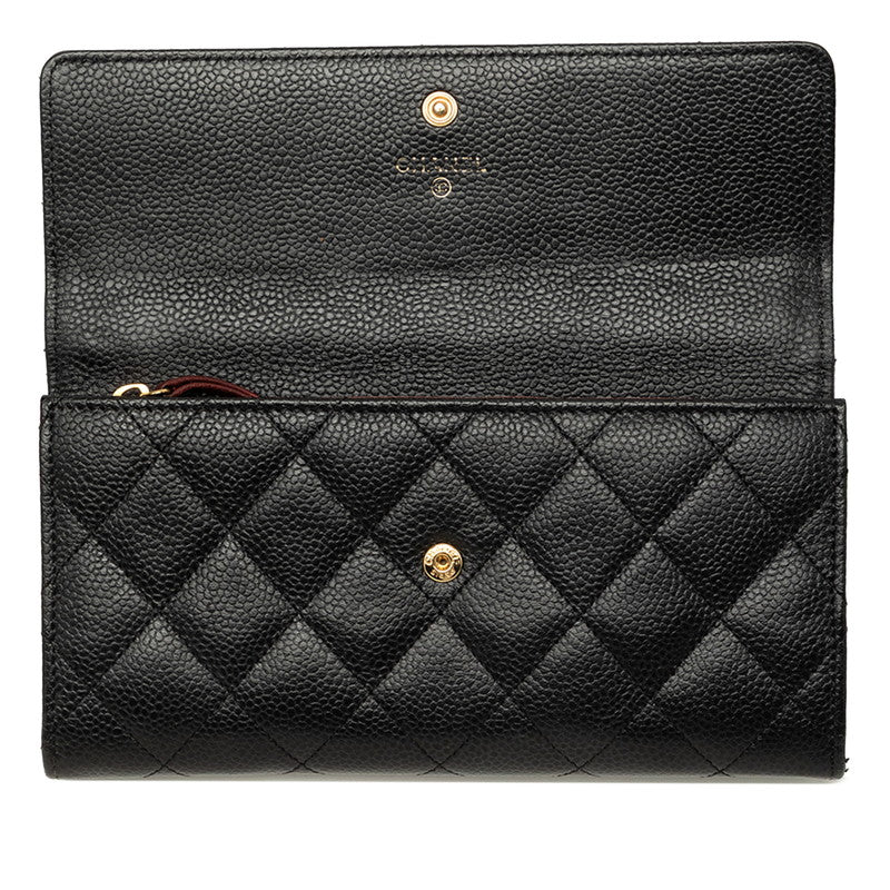シャネル ココマーク マトラッセ ブラック ゴールド 長財布 CHANEL