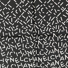 シャネル ロゴ ステッチ スカーフ ブラック シルク レディース CHANEL 【中古】
