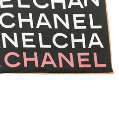 シャネル ロゴ ステッチ スカーフ ブラック シルク レディース CHANEL 【中古】