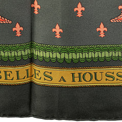 エルメス カレ90 SELLES A HOUSSE カバーへの腰かけ スカーフ グレー マルチカラー シルク レディース HERMES 【中古】