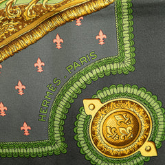 エルメス カレ90 SELLES A HOUSSE カバーへの腰かけ スカーフ グレー マルチカラー シルク レディース HERMES 【中古】