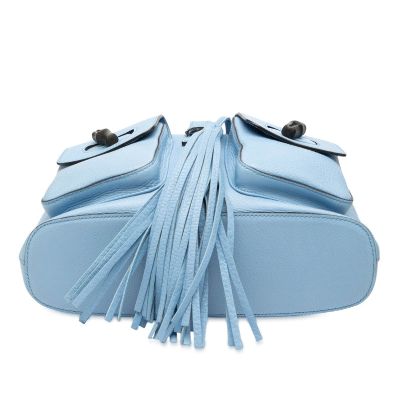 グッチ バンブー リュック バックパック 370833 ブルー系 ブラック レザー レディース GUCCI 【中古】
