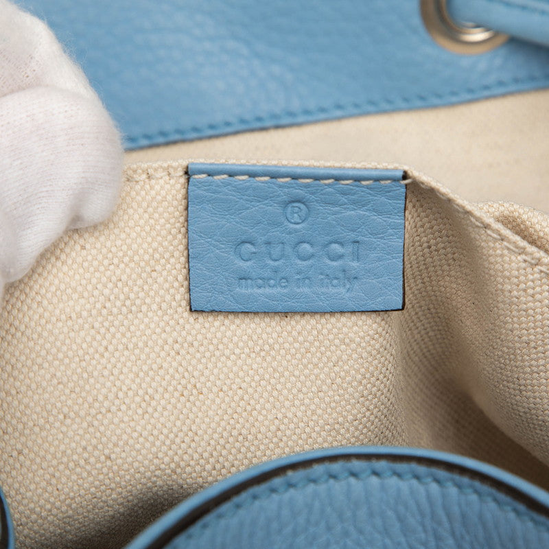 グッチ バンブー リュック バックパック 370833 ブルー系 ブラック レザー レディース GUCCI 【中古】