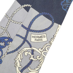 エルメス ツイリー 鍵への螺旋 Tours de Clés スカーフ ブルー系 シルク レディース HERMES 中古