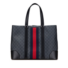 グッチ GGスプリーム トートバッグ 495560 ブラック PVC レザー メンズ GUCCI 【中古】