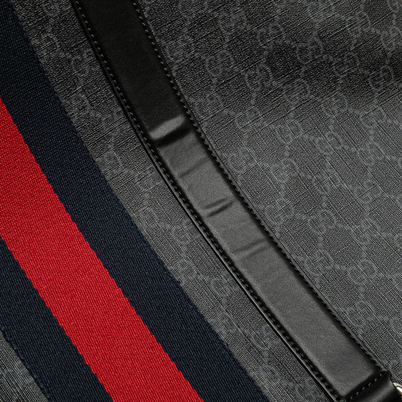 グッチ GGスプリーム トートバッグ 495560 ブラック PVC レザー メンズ GUCCI 【中古】