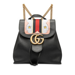 グッチ GGマーモント シェリーライン チェーン リュック バックパック 432265 527066 ブラック レザー レディース GUCCI 【中古】