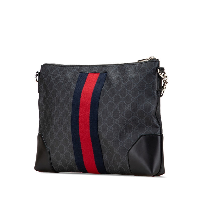 グッチ GGスプリーム シェリーライン ショルダーバッグ 474139 ブラック PVC レザー レディース GUCCI 【中古】