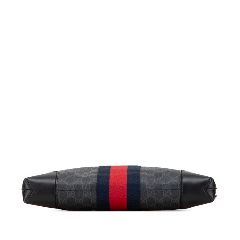 グッチ GGスプリーム シェリーライン ショルダーバッグ 474139 ブラック PVC レザー レディース GUCCI 【中古】