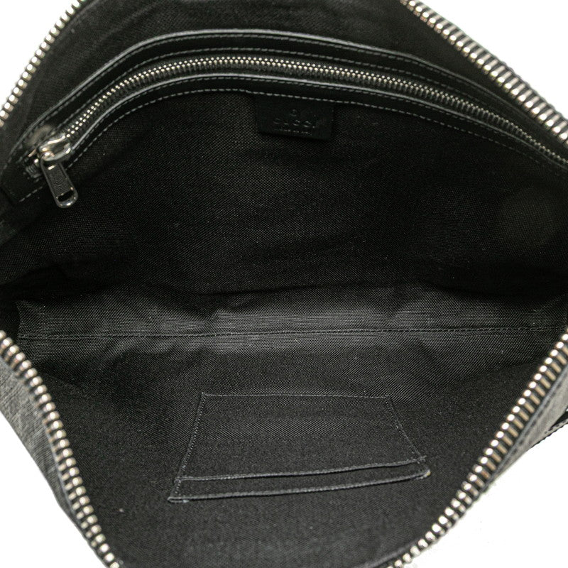 グッチ GGスプリーム シェリーライン ショルダーバッグ 474139 ブラック PVC レザー レディース GUCCI 【中古】