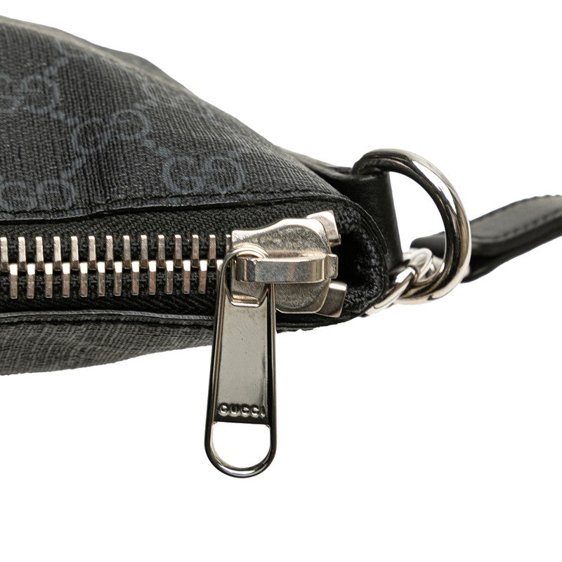 グッチ GGスプリーム シェリーライン ショルダーバッグ 474139 ブラック PVC レザー レディース GUCCI 【中古】