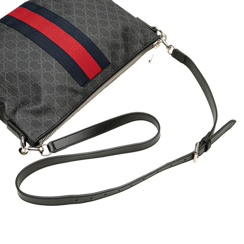 グッチ GGスプリーム シェリーライン ショルダーバッグ 474139 ブラック PVC レザー レディース GUCCI 【中古】