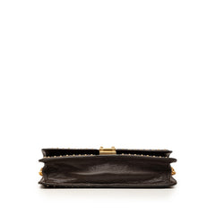 エム シー エム スタッズ ショルダーバッグ レッド ブラウン ハラコ レザー レディース MCM 【中古】