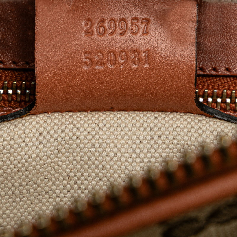 グッチ GGキャンバス ハートビット ハンドバッグ ショルダーバッグ 2WAY 269957 ベージュ ピンク キャンバス レザー レディース GUCCI 【中古】