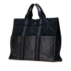 エルメス フールトゥトートMM トートバッグ ブラック キャンバス レザー レディース HERMES 【中古】