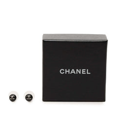 シャネル ココマーク ラウンド ピアス 07V ブラック シルバー メタル プラスチック レディース CHANEL 【中古】