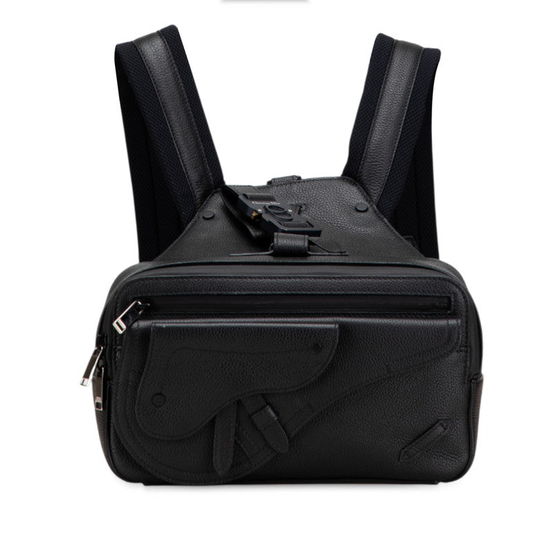 ディオール サドル リュック バックパック ブラック レザー レディース Dior 【中古】