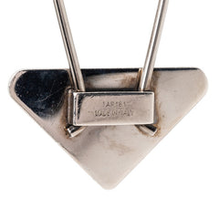 プラダ 三角ロゴプレート バッグチャーム キーホルダー シルバー ブラウン メタル レディース PRADA 【中古】