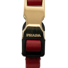 プラダ キーホルダー バッグチャーム 1PP110 ゴールド レッド メッキ レザー レディース PRADA 【中古】